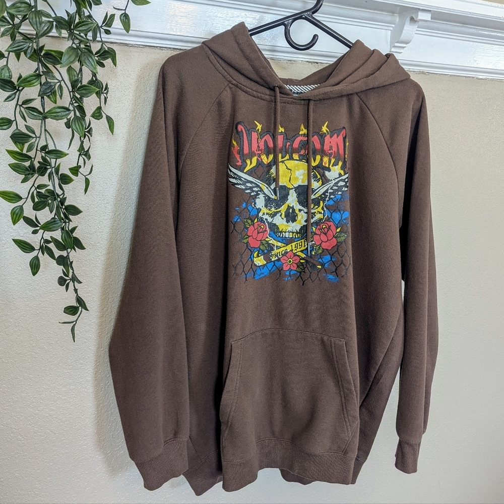 Men's Volcom Brown Skate Hoodie Size L